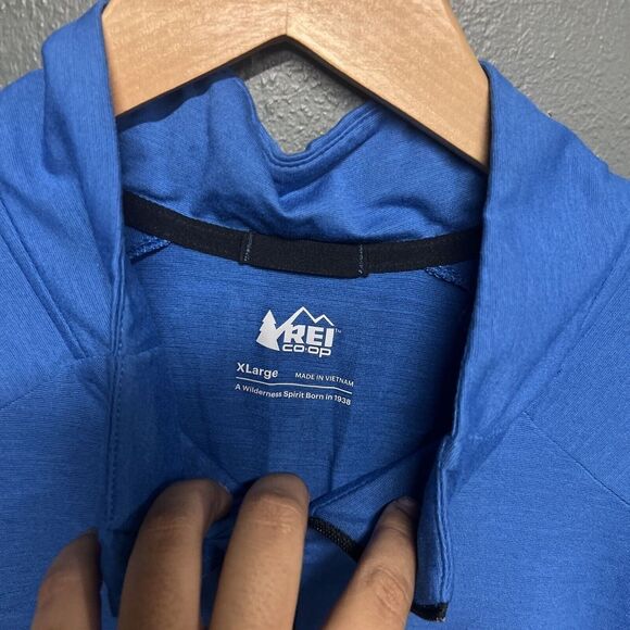 REI Sweater Mens Extra Large Blue CO OP Midweight Base Layer Quarter Zip Outdoor - Picture 2 of 4